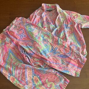 Ralph Lauren Pink and Yellow Paisley Pajama Set